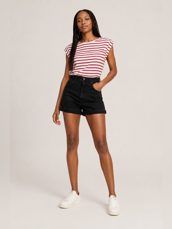 Zara Pants - 🖤 Zara High Rise Cuffed Denim Shorts